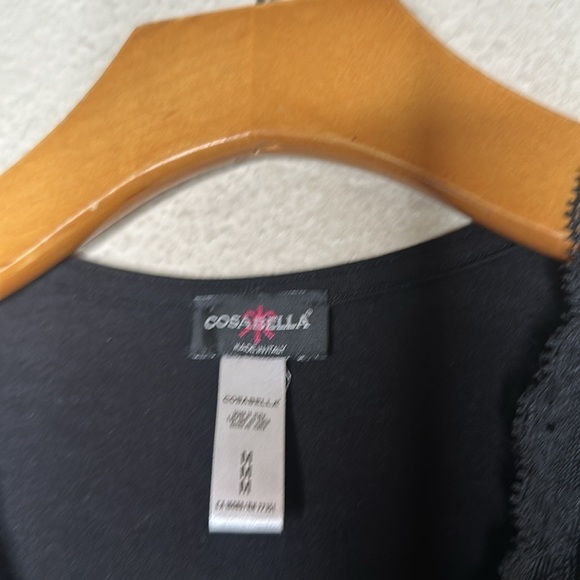 Cosabella Deep V Plunge Long Sleeve Bodysuit Black Size Medium Romantic Classic - Picture 3 of 7